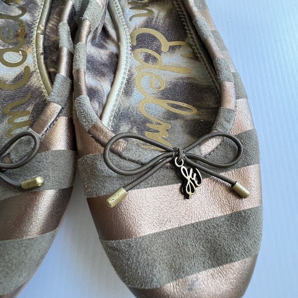 Sam Edelman Ballerina Flats Size 6 Felicia Leather Brown Rose Gold Stripes - Picture 10 of 10